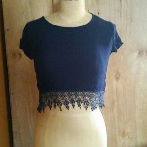 Blue bottom lace crop top